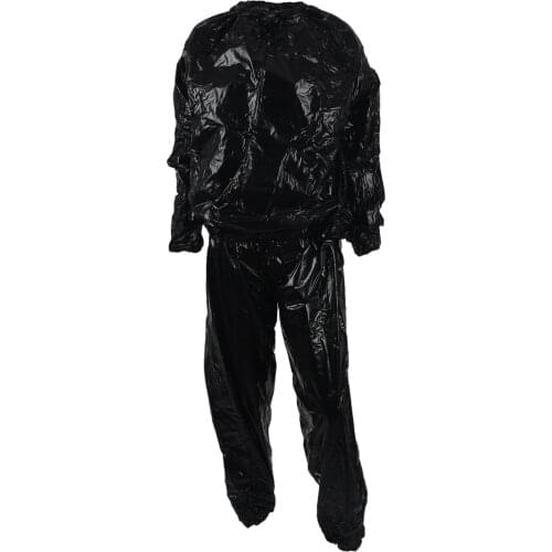 Heavy Duty Fitness Weight Loss Sweat Sauna Suit Exercise Gym Anti-Rip Black XXL