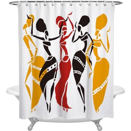 African Woman Dance Shower Curtain Home Bath Decorative Waterproof Polyester Fabric Bathroom Curtain