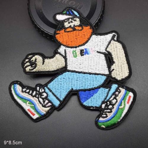 Big Feet Mustache Iron on Embroidered Cloth Clothes Patch For Clothing Girls Boys Wholesale