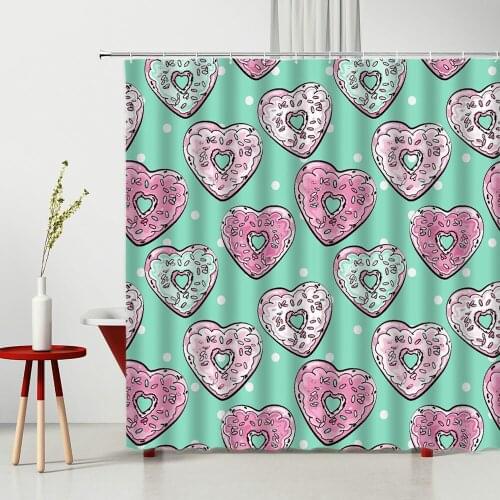 Child Shower Curtains Cartoons Heart Shape Printing Pattern Pattern Waterproof Polyester Cloth Bedroom Curtain With Hooks