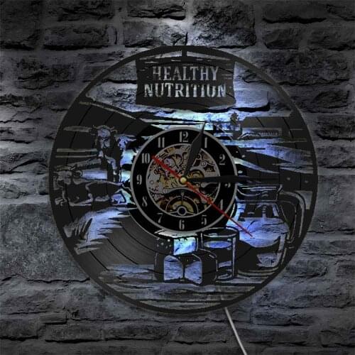 Healthy Nutrition Farmhouse Wall Art Clock Dairy Farming Cow Cattle Vinyl Record Wall Clock Fresh Farm Milk Sign Gift for Farmer