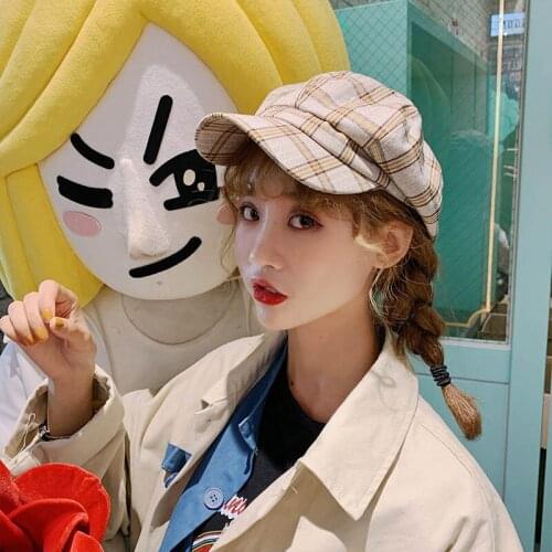 Women Beret Spring summer Octagonal Cap Concise plaid Beret Hat Fashionable Artist Cap For Men Women