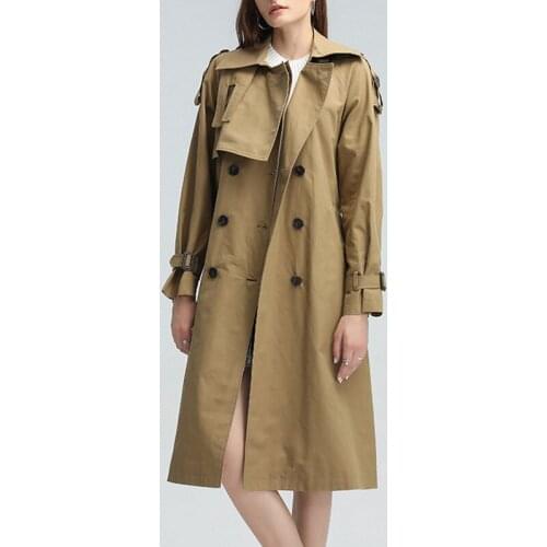 FNOCE 2021 new spring womens coats fashion trends personality upscale elegant noble solid long sleeve slim belt trench coats
