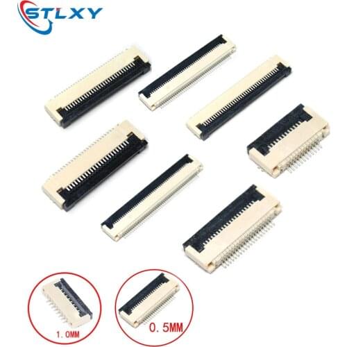 10pcs 0.5mm/1mm Pitch Under Clamshell Socket FPC FFC Flat Cable Connector 4P 5P 6P 8P 10P 12P 14P 16P 20P 22P 24P 30P 34P