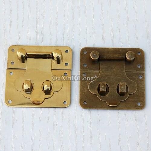 Retro 10PCS European Antique Brass Hasps Catch Latches Lock for Jewelry Chest Box Suitcase Buckle Clip Clasp Decorative Hardware