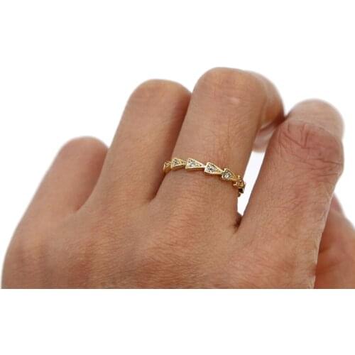 2018 top quality arrow band Cubic zirconia cz Gold color engagement eternity fashion women girl wedding band ring