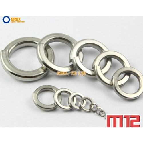 50 Pieces M12 304 Stainless Steel Spring Washer Split Lock Washer