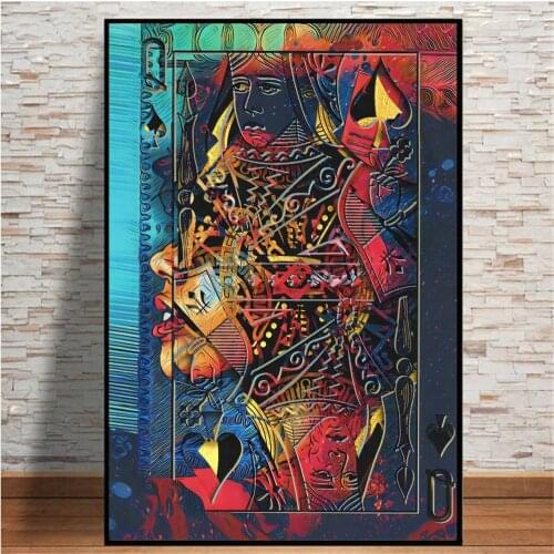 Abstract Blood Queen Of Spades Poker Art Painting On Canvas Prints Wall Decorative Poster Pictures For Living Room Mural Cuadros