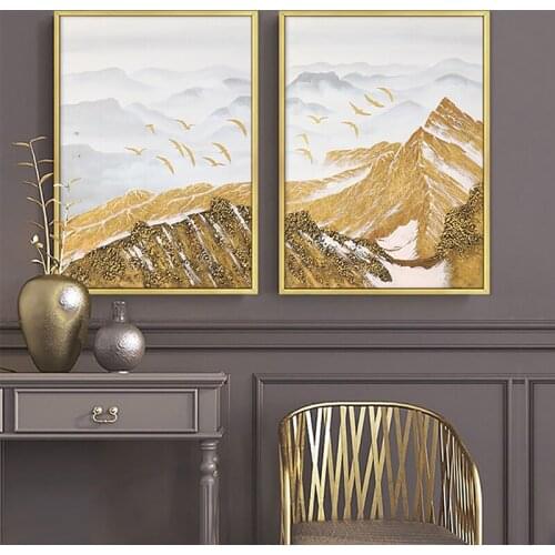 Abstract Decoration for Home Modern Golden Luxurious Paintings On The Wall Canvas Wall Art Prints Frameless Picture