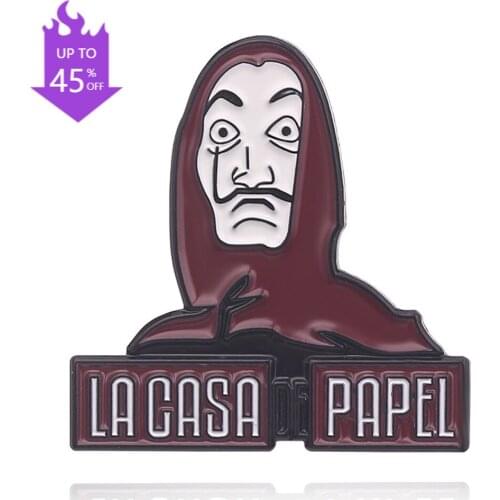 La Casa De Papel Badge Pins Brooch The House of Paper Money Heist Salvador Dali Enamel Brooches Gifts for Fans Souvenir