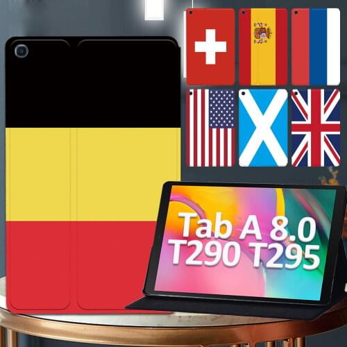 Flag Pattern Cover Case for Samsung Galaxy Tab A T290/Tab A T295 Shockproof Soft Leather Stand Tablet Case 8 Inch + Free Stylus