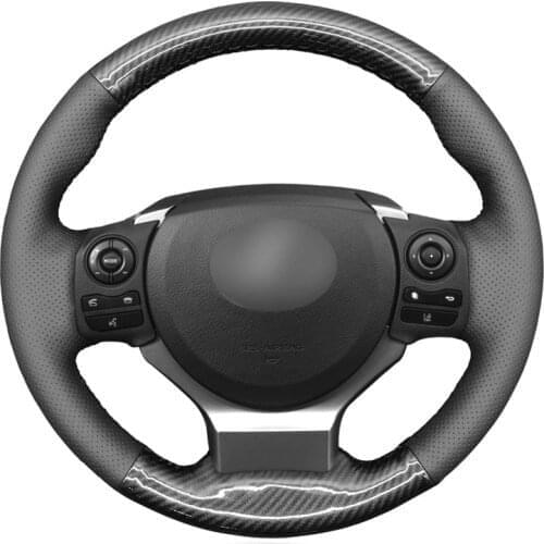 Black Genuine Leather PU Carbon Fiber Car Steering Wheel Cover for Lexus IS200t 2016 2017 IS250 2014 2015 IS300 IS350 IS F-Spor