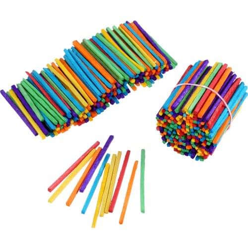500/200pcs Wood Sticks Match Rods Colorful 3D Puzzle DIY Craft Kids Mathematics Teaching Aids Educational Learning 4.2cm long