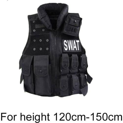 Children Outdoor Tactical Nylon Vest Security Waistcoat Training Protective Vest Black