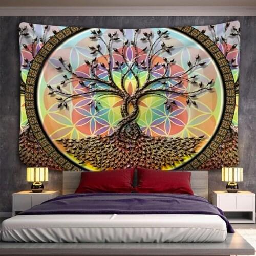 Geometric striped tree tapestry wall macrame wall hanging room decor aesthetic witchcraft witchcraft supplies ocean tapestry
