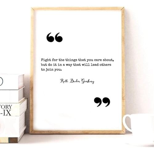 Notorious RBG Quote Poster And Print Ruth Bader Ginsburg Quotes Wall Art Canvas Painting Black White Picture Home Wall Decor