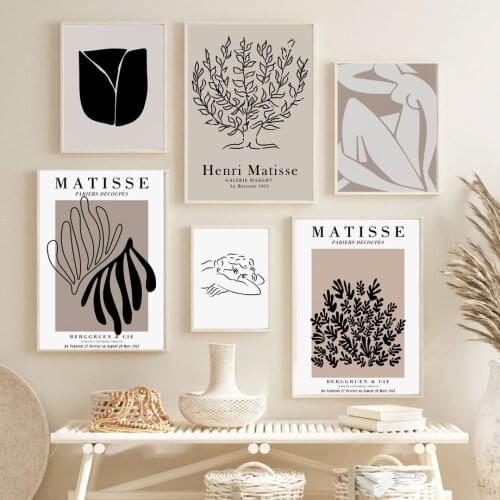 Matisse Abstract Lines Girl Plant Leaves Wall Art Canvas Painting Nordic Posters And Prints Wall Pictures For Living Room Decor