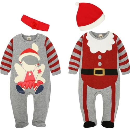 Spring Autumn Cartoon Baby Rompers Costume Cotton Boys Girls Long SleeveChristmas Romper+Hat Or Scarf Newborn Kids Clothing