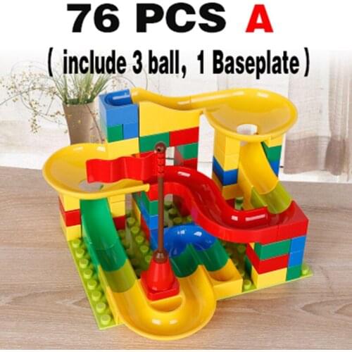 Marble Race Run Ball Maze Track Building Blocks DIY Compatible Funnel Plastic Slide Big Size Bricks Educational Toys
