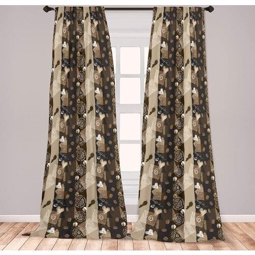Brown Curtain for Kids Rooms Coffee Typography Hearts and Beans Abstract Striped Grungy Backdrop in Brown Tones Window Drapes