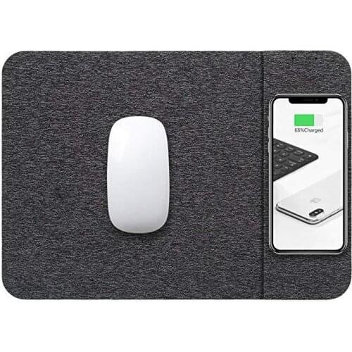 10W Wireless Charging Mouse Pad Mobile Phone Wireless Charger fast Charging Mouse Pad Mat PU Leather Mousepad for Smartphone