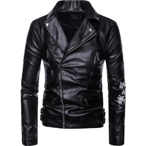 Lapel Motorcycle Faux Leather Jacket Mens Letter Casual Fashion Leather Jacket/Windproof Large Size Man Leather Jacket 5XL