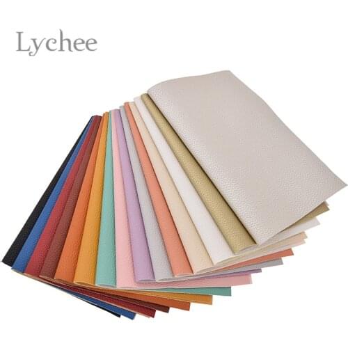 Lychee LIfe 21x29cm A4 Litchi Faux Leather Fabric Solid Color Suede Synthetic Leather Sheet DIY Sewing Material For Garments