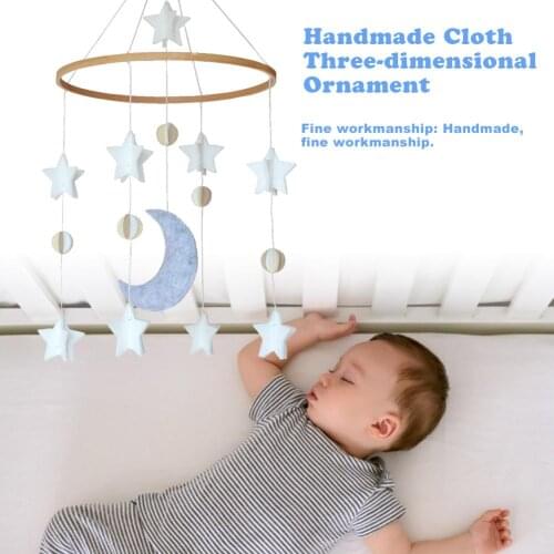 Crib Mobile With Felt Star Moon Stars Wind Chime Toys Kid Room Ceiling Mobile Hanging Baby Bed Decoration Infant Baby Room Decor