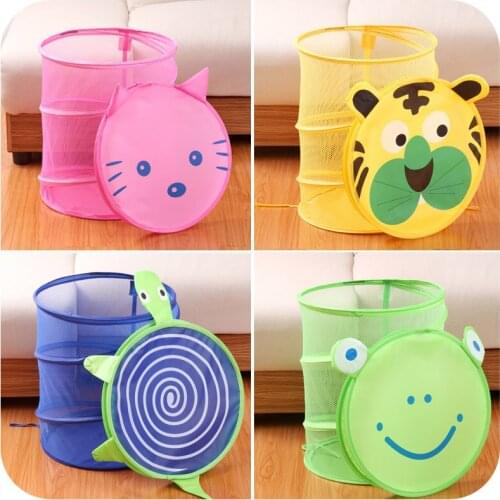 Cartoon Folding Pop-Up Laundry Hampers Storage Barrel with Cover Kid Standing Cloth Storage Toy Container Organization Finishing