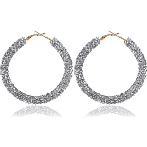 New Unique Design Big circle Rhinestone Earrings Fashion Simple Exquisite Statement Earrings Women Elegant Personality Brincos
