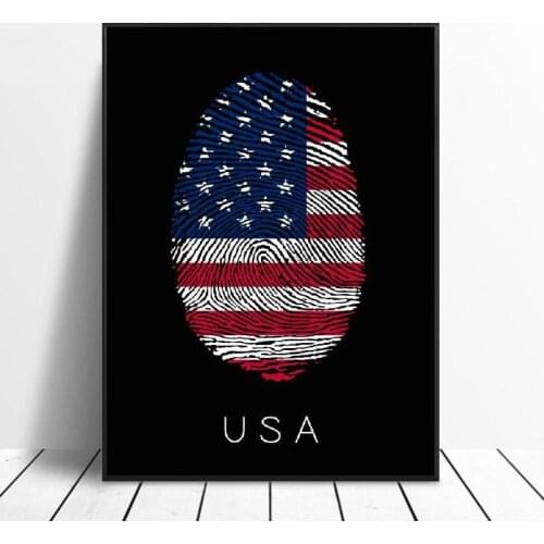 Fingerprint flag Art Painting Canvas poster Wall Art Pictures for Living Room Home Decoration No Frame