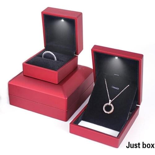 LED Lighted Earring Ring Gift Box Wedding Ring Box Pendant Necklace Storage Cases Jewelry Display Decoration Box Birthday Gifts