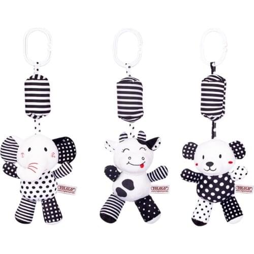 H55B Crawling Education Car Seat Toy for Baby Soft Squeaker Plush Rattle Toy for Crib