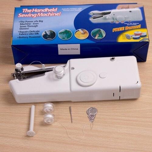 Portable Mini Hand Sewing Machine Quick Handy Stitch Sew Needlework Cordless Clothes Fabrics Household Electric Sewing Machine