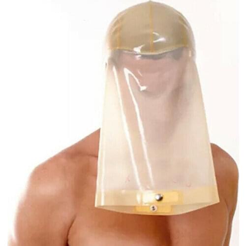 Handmade Transparent Latex Fetish Hoods Tight Rubber Mask Back Zip 0.4mm S-XXL