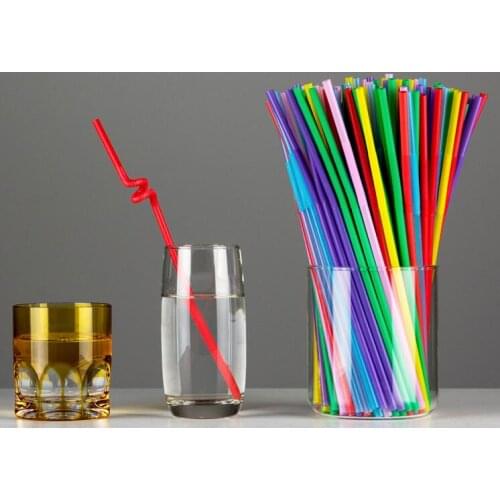 1000pcs Multicolor Food Grade PP Plastic Bar Party Drinking Straws Flexible Bendable Valentines Day Birthday Decor
