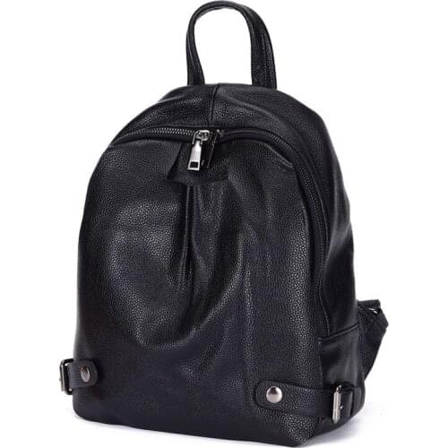Luxury New Casual Fashion Black 100% Genuine Leather Womens Backpack for Girl Female Lady Travel Bags M6072
