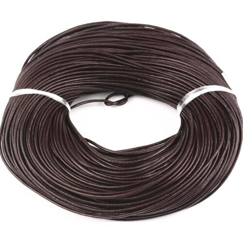 1.5mm Length Black/Brown Round Real Leather Jewelry Cord 90M/ROLL Fit Diy Jewelry Necklace Making
