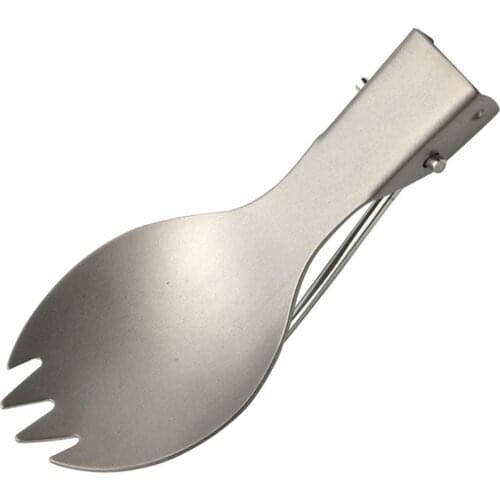 Camping Folding Titanium Spoon Spork Camping Tableware Picnic Spoon Outdoor Lightweight Tableware Hiking Camping