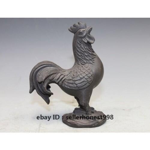 6" Chinese bronze Fengshui Zodiac Figurine Rooster Cock Statue