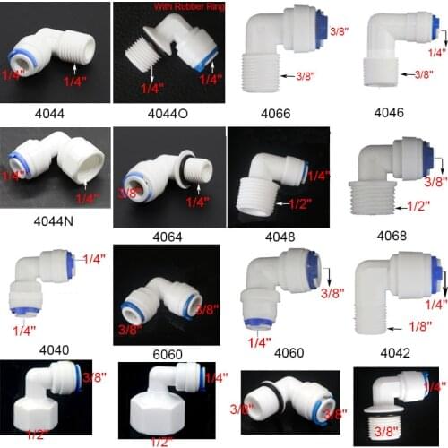 1/4" 3/8" OD Hose Tube 1/8" 1/4" 1/2" Reverse Osmosis Aquarium Quick Fitting RO Water Elbow Plastic Pipe Coupling Connector