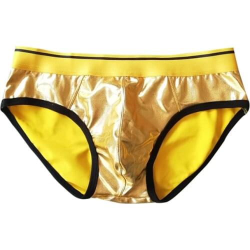 Sexy Mens Underwear Faux Leather Briefs Jockstrap Stretch Sissy Pouch Panties Underwear Mini Briefs Male Fashion Comforty