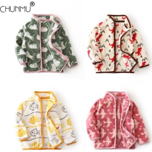 Spring Autumn Baby Girls Long Sleeve Fleece Jacket Fashion Cartoon Printed Coats Children Kids Cardigans Outerwear