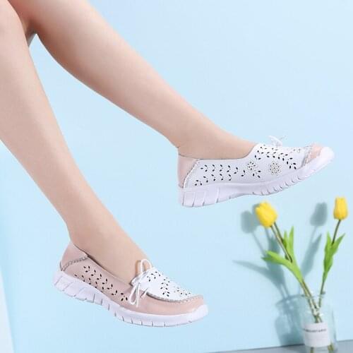 2020 Summer Women Flats Genuine Leather Shoes Slip On Ballet Flats Ballerines Flats Woman Moccasins Flat Loafers Shoes