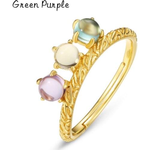 925 Sterling Silver Rings For Women Green Purple Crystal Ring Fine Jewelry Adjustable Ring Gift For Wedding Aneis Anillos