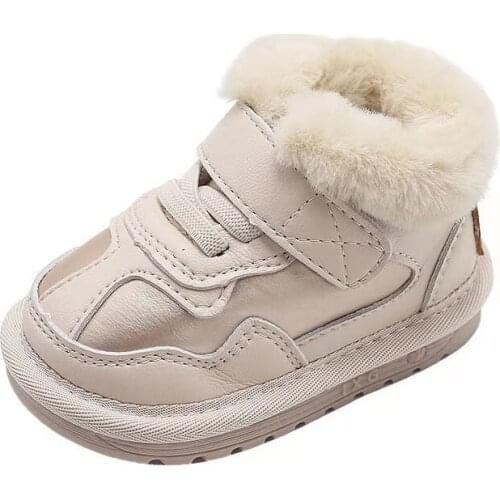 Winter Baby Girl Snow Boots Walking Shoes for Toddler Boys Plush Fur Warm First Walkers Waterproof Non-slip Cotton Shoes 15-25