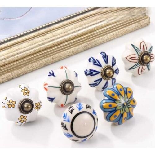1Pc Vintage Ceramic Door Knob For Cabinet Drawer Closet Handle Cupboard Wardrobe Furniture Door Pull Handles knobs