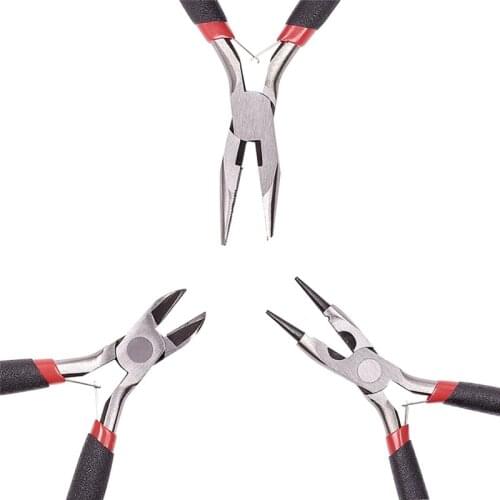 3pcs/set Jewelry DIY Tool Sets Side-Cutting Plies,Wire-Cutter Pliers and Round Nose Pliers,Polishing ,110~125x60mm