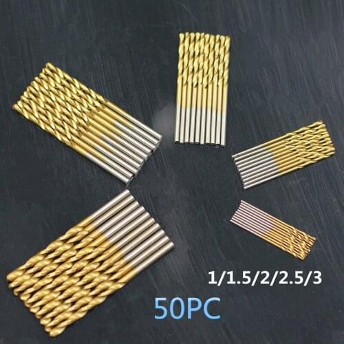50pc High Speed Steel Drill Bit Straight Shank Twist Titanium-plated Power Tools Fine-quality Accessoires with titanium coated