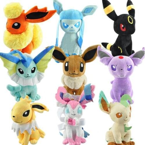 9 PCS 20CM Kawaii Pokemon Eevee Plush Dolls Cute Pokémon Stuffed Anime Cartoon Glaceon Leafeon Espeon Flareon Kids Girl Toy Gift